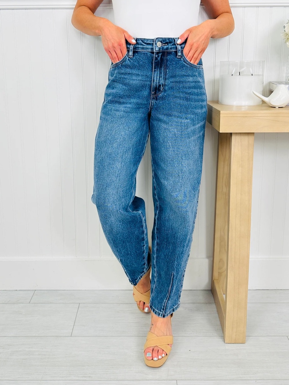 Judy Blue Mid-Rise Boyfriend Jeans - Classic Blue Wash
